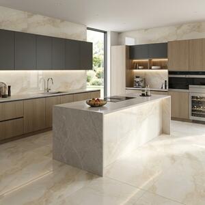 Piastrelle 60x120 Effetto Alabastro In Gres Porcellanato Eterea Beige Lucide