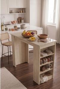 Tavolo Da Cucina Alto Con Ripiani Laterali 120x52x102H Clark Travertino
