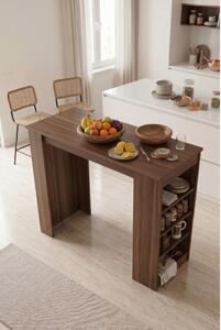 Tavolo Da Cucina Alto Con Ripiani Laterali 120x52x102H Clark Noce Scuro