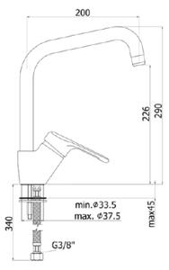 Miscelatore lavello canna tubo Paffoni serie Nettuno NT 180 CR