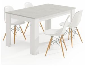 Tavolo allungabile da pranzo rettangolare in legno 140-190x90 cm Kendra Cemento/Bianco