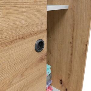 Armadio Guardaroba A 2 Ante Scorrevoli 120 Cm Con Barra Appendiabiti Rovere TOP020W