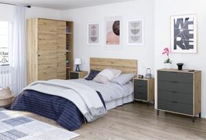 Armadio Guardaroba A 2 Ante Scorrevoli 120 Cm Con Barra Appendiabiti Rovere TOP020W