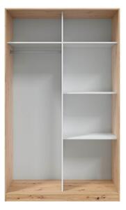 Armadio Guardaroba A 2 Ante Scorrevoli 120 Cm Con Barra Appendiabiti Rovere TOP020W