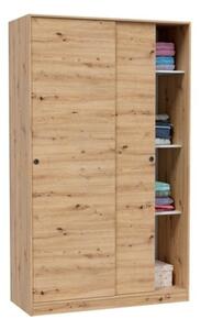 Armadio Guardaroba A 2 Ante Scorrevoli 120 Cm Con Barra Appendiabiti Rovere TOP020W