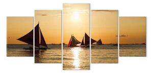 Quadro su tela Barche a vela al tramonto