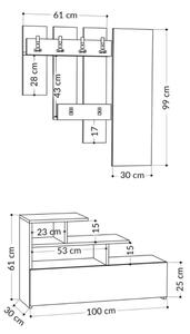 Mobile ingresso Vesty bianco con scarpiera e specchio