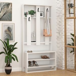 Mobile Ingresso Con Appendiabiti E Vani 90x36x180 Chester Bianco
