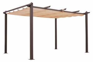 Pergola 3x4 In Alluminio Gazebo Moka Telo Copertura Scorrevole Sabbia