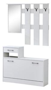 Mobile ingresso con specchio e scarpiera bianco opaco Rudolf XL