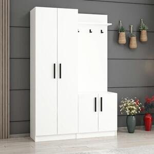 Armadio Ingresso 120x37x180 Con Ganci Appendiabiti Dante Bianco