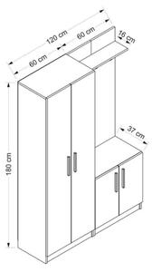 Armadio Ingresso 120x37x180 Con Ganci Appendiabiti Dante Bianco