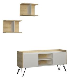 Mobile Porta TV 120 Cm Con Ante E Mensole Klappe Bianco E Rovere