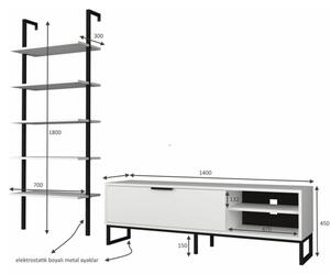 Parete attrezzata porta tv e libreria Way bianca