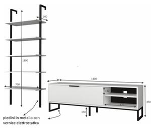 Parete attrezzata porta tv e libreria Way bianca