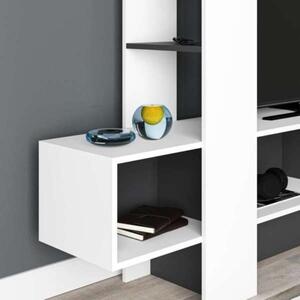 Mobile porta TV 180 cm bianco e antracite con libreria Troya