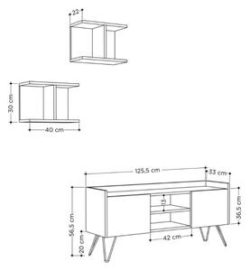 Mobile Porta TV 120 Cm Con Ante E Mensole Klappe Bianco E Antracite