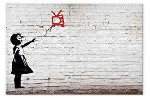 Quadro contemporaneo Ragazza con TV (Banksy)