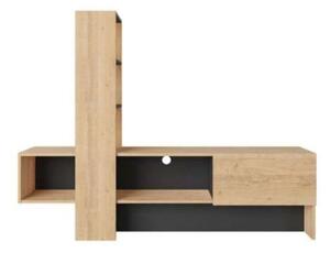 Mobile porta TV 180 cm rovere e antracite con libreria Troya