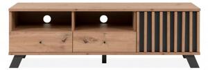 Mobile Porta TV 2 Cassetti E Anta Con Vani A Giorno Rovere Antracite Medan56A