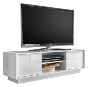 Mobile TV Da Terra 140x43x44 Con 2 Ante E Vano Decoder Ice Bianco Lucido