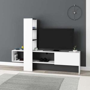 Mobile porta TV 180 cm bianco e antracite con libreria Troya