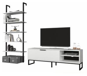 Parete attrezzata porta tv e libreria Way bianca