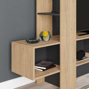 Mobile porta TV 180 cm rovere e antracite con libreria Troya
