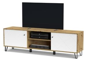 Mobile Porta TV 183 Cm Bianco E Rovere Effetto Legno Bollo