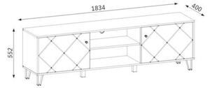 Mobile Porta TV 183 Cm Bianco E Rovere Effetto Legno Bollo
