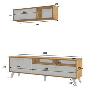 Mobile Porta TV Slim 80x35x47h Rovere E Bianco D2306TV180M109