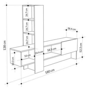 Mobile porta TV 180 cm rovere e antracite con libreria Troya