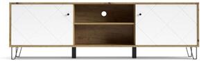 Mobile Porta TV 183 Cm Bianco E Rovere Effetto Legno Bollo