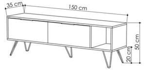 Mobile Porta Tv 150 Cm Con Piedini In Metallo Furoki Effetto Legno