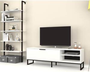 Parete attrezzata porta tv e libreria Way bianca