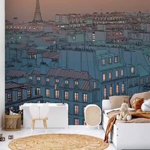 Carta da parati Buona sera Parigi - panorama della città disegnato