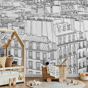 Carta da parati moderna Taccuino del parigino - panorama urbano in bianco e nero