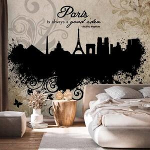 Carta da parati Parigi è sempre una buona idea vintage - architettura storica della città su sfondo beige