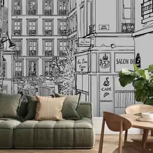 Carta da parati Camminando tra i palazzi - architettura bianconera di Parigi