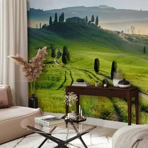 Carta da parati Toscana italiana - paesaggio naturale di un villaggio con alberi