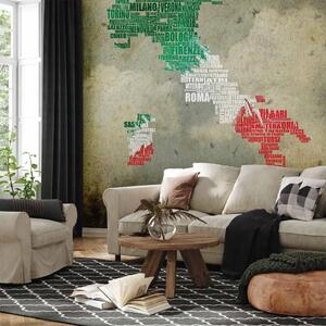 Carta da parati Viva Roma! - mappa dell’Italia nei colori della bandiera su sfondo pastello