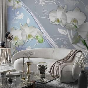 Carta da parati moderna Mente ambivalente II - orchidee bianche su sfondo chiaro