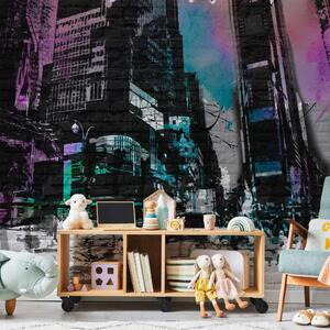 Carta da parati moderna Dietro i Muri della Città - street art colorata su murales bianchi