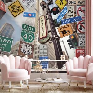 Carta da parati moderna Segnali di New York - Street Art con segnali stradali di New York