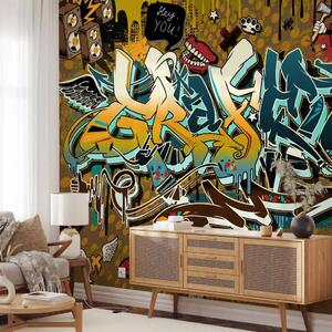 Carta da parati moderna Cool! - Mural con scritte e disegni colorati in stile street art