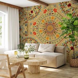 Carta da parati moderna Motivo reale - mosaico colorato con motivi floreali