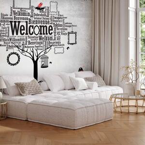 Carta da parati Benvenuto - Scritta "welcome" in diverse lingue con forma di albero