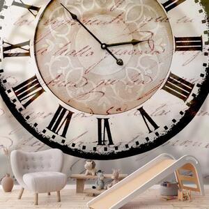 Carta da parati Scorrere del Tempo - Grande orologio con ombra su sfondo beige