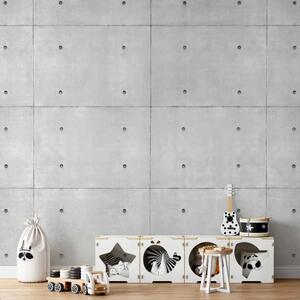 Carta da parati Domino - blocchi geometrici in cemento grigio