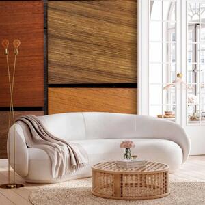 Carta da parati moderna Blocchi di legno - quadrati e rettangoli geometrici con texture di legno